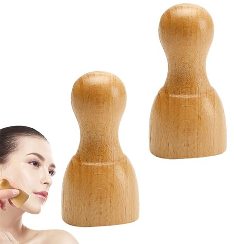 2 Piezas Herramienta para Esculpir La Cara, Vaso de Masaje Facial, Taza de Masaje con Ventosas Faciales, Herramienta de Masaje Facial, Herramienta de Masaje con Ventosa de Madera, Masajeador