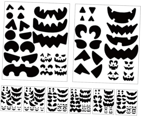 Lurrose 8sheets Halloween Pumpkin Face Stickers Self-Adhesive Vinyl Decals for Creative Decorating Fun Craft Kits for Boys and Girls Parties and Festive Celebrations