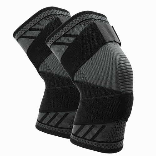 Goosom Rodillera Ajustable (1 Par) Vendaje de Rodilla Deportivo de Compresión Elástica Mixta, Rodillera de Sujeción Transpirable y Antideslizante para Baloncesto, Carrera, Gimnasio K51B XXL