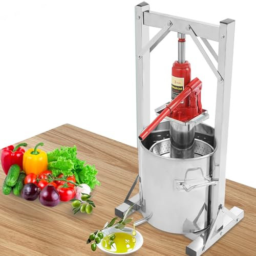VonVVer Weinpresse Fruchtpresse 12L - 3T Hydraulische Weinpresse Edelstahl Obstpresse Beerenpresse Gemüsepresse Saftpresse Lebensmittelpresse Apfelpresse
