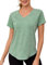 Gyabnw Damen Sport T-Shirt Kurzarm Leichtes Atmungsaktiv Funktions Sportoberteil Damen Fitness V-Ausschnitt Sport Top Damen Für Laufshirt Yoga