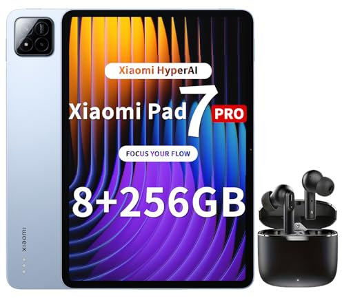 Xiaomi Pad 7 Pro Tablet de 11,2 pulgadas, 8 + 256 GB, pantalla de 3,2 K 144 Hz, Snapdragon 8s Gen 3, batería de 8850 mAh, HyperAI, altavoz cuádruple, experiencia sin costuras, color azul, auriculares