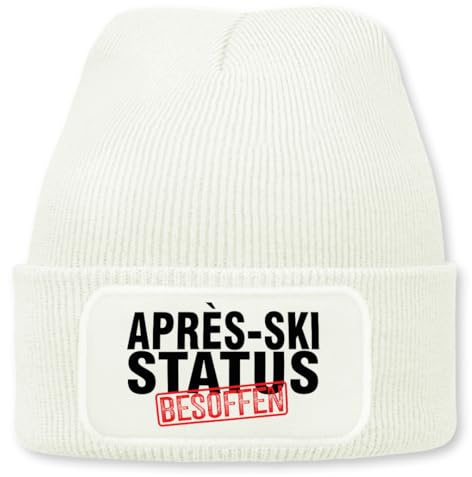 Prozente Momente Apres-Ski Status besoffen | Strickmütze | Wollmütze | Beanie mit Druck | lustige Sprüche | Apres Ski Party Outfit | Schwarz