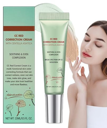 CC Red Correction Cream, Lightweight Skin Perfector Tinted Moisturiser, Multi-Purpose Skin Tone Adjusting CC Cream Full Coverage For Women