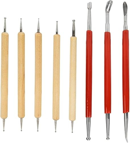CYSFETENA 8 Stücke Leder Werkzeug Set, Prägewerkzeug Leder & Prägestift, Punziereisen für Leder, Leather Tools zum Schnitzen Spleißen Prägen Gravieren Lederstempel