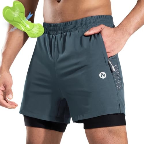 Nepest Fahrradhose Herren Gepolstert 2 in 1 MTB Hose 4D Polster, Locker | Radlerhose Herren, Mountainbike Shorts, Relaxed Fit, Atmungsaktiv, Taschen, Schnelltrocknend, MTB Shorts, Rennrad, Alltag