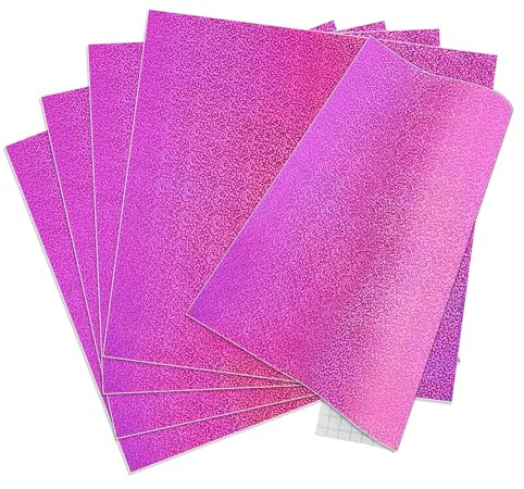IModeur 5 Blatt Vinylfolie Plotter Schimmern Lila - Plotterfolie selbstklebend Vinyl, Glitzer Plotterfolie Vinyl für Silhouette Cameo, die meisten Schneidemaschine