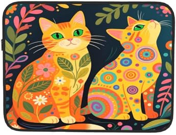 Orange Cats Flowers Laptop Sleeve Case Notebook Computer Pouch Tablet Briefcase Carrying Bag for Work 13 Inch