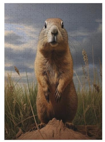 Holzpuzzles 300 Teile Groundhog -Puzzle Für Jungen Und Mädchen, Schwierigkeitsgrad, Lernspiele, Familienspielzeug 42×30cm