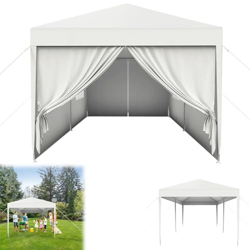 Froadp Pavillon 3x6 m, Wasserdicht Gartenpavillon mit 6 Seitenteilen & Fenstern für Garten und Camping, Winterfest, UV-Schutz, Stabil Festzelt für Party, Hochzeit, Outdoor-Events, Weiß