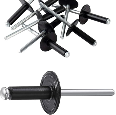 80 Pcs Large Flange Rivets Kit, M4.8 x 20mm Pop Blind Rivets Set | Black Aluminum Blind Rivet Assortment, Rivets For Metal, Plastic Wood Sheet Mounting, DIY (M4.8 x 20)