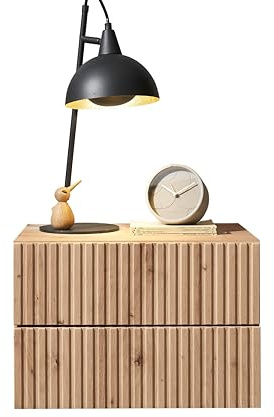 TABONI Hängender Nachttisch Artisan Eiche Nachtschrank 42 x 28 x 30 cm | Schwebendes Design für das Schlafzimmer, 2 Schubladen mit Push-to-Open-System, grifflose Front, Artisan Eiche Dekor