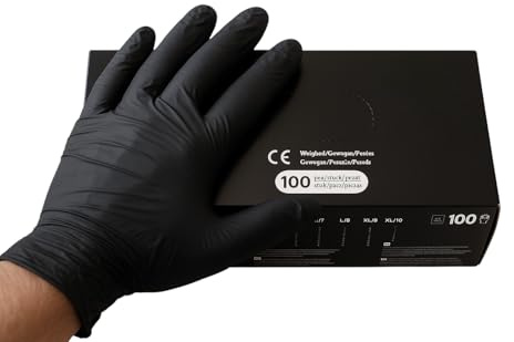 B teurobrecher Nitril Einweghandschuhe, 100 Stück pro Box, Schwarz, Puderfrei und Latexfrei, Größen S bis XL, Einmalhandschuhe für Medizinische und Gewerbliche Anwendung (M)