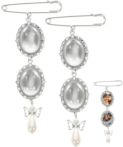 GARIOUANS 2 Stück Selbstgemacht Fotoanhänger Hochzeit Blumenstrauß Charme aus Legierung und Kunststoff Gedenkbild Schmuck für Brautstrauß Zubehör