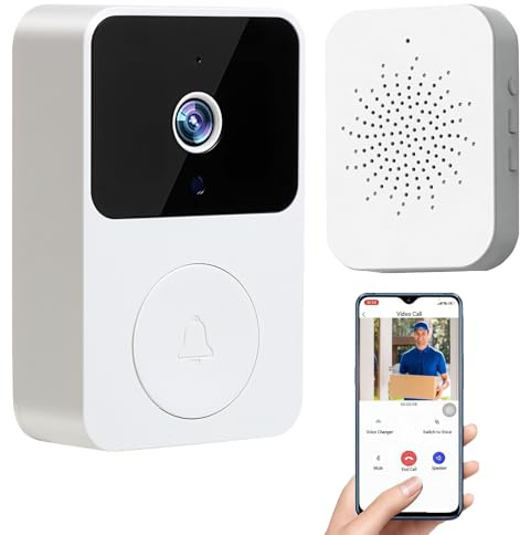 ACETEND 1080P Smart Video Doorbell Camera,2-Way Audio,Night Vision,Rechargeable Battery,2.4G WiFi Only Indoor Outdoor Surveillance (With Receiver)