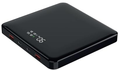 Nilox Powerbank Slim 100W 20000 mAh Fast Charge, Batteria Portatile con 4 Porte 2 USB-C e 2 USB-A, Caricatore Rapido per Notebook Laptop Smartphone Tablet, Display LED, Cavo USB-C Incluso, Nero