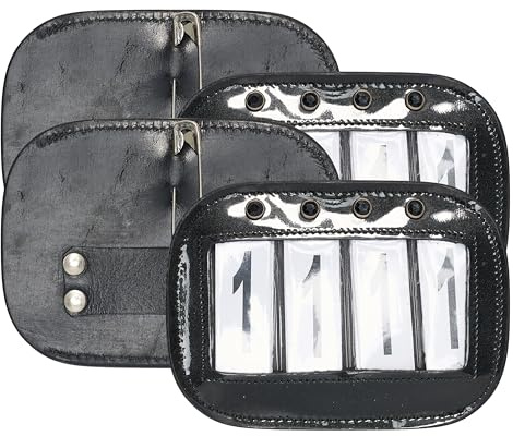 Imperial Riding Turniernummern IRH Square, Eckige Startnummernhalter aus Leder, dreistellig, Set aus 2 Stück, Shiny Schwarz, 1SIZE
