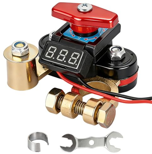 nilic Battery Isolator Switch 12V 24V with Voltage Display, Pure Copper Car Battery Disconnect Switch, Heavy Duty Kill Switch for Car, Boat, RV, Truck, Prevent Battery Drain & Theft Protection