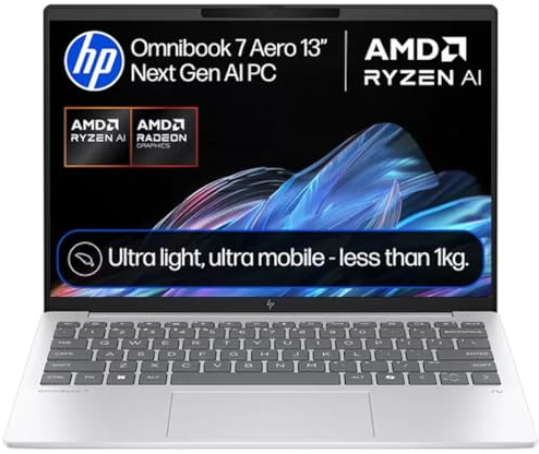 HP OmniBook 7 Aero 13.3 Laptop | AMD Ryzen AI 7 350 | 16GB RAM | 1TB SSD | Lightweight | 1920 x 1200 Display | AI Productivty | Windows 11 Home | Silver