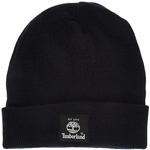 Timberland Herren Short Watch Cap with Woven Label Hut für kaltes Wetter, Dunkles Marineblau, Einheitsgröße