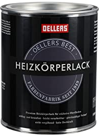 OELLERS Premium Heizkörperlack, 1 Liter, RAL 7001 Silbergrau, Vergilbungsschutz, glänzend, temperaturbeständig, beste Ergebnisse für exklusive Oberflächen