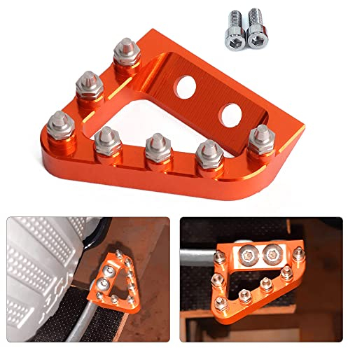 JFG RACING Bremspedal Motorrad,Motorrad Universal CNC Aluminium Hinten Bremspedal Step Plate Tip für 125 150 250 300 350 450 500 SX SXF EXC EXCF XC XCW XCF Dirt Bikes-Orange