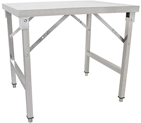 Beeketal 'BA90-70K' Edelstahl Küchen Arbeitstisch klappbar mit 110 kg Tragkraft und justierbaren Stellfüßen, Abmessung Klapptisch aufgebaut (L/B/H): ca. 900 x 690 x 800 mm