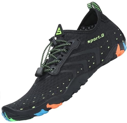 SAGUARO Chaussures Aquatiques Homme Femme Chaussure d'eau Respirant Chaussures de Plage Séchage Rapide Chaussures Mer pour Plongée Nautiques Baignade Riviere St.1 Noir GR. 45 EU