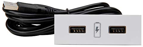 Kopp by ASA 939730016 VersaPICK USB-Ladestation zum Einbau in Arbeitsplatten, Schreibtischen oder Polstermöbeln, inkl. Einbaukit, Adapter und 2 m Anschlusskabel, Ausführung rechteckig, Farbe weiß