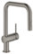 Grohe Miscelatore monocomando per lavello Minta, DN 15, 32322, Bocca a U, doccetta risciacquo Combinato, colorazione: Grafite Dura Spazzolata - 32322AL2