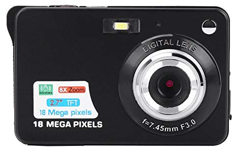 Fotocamere Digitali Compatte, 18MP 1080P HD Fotocamera Digitale con Zoom 8x, 2.7 LCD Ricaricabile Macchina Fotografica, Vlogging Mini Video Fotocamera per Bambini, Adulti, Principianti