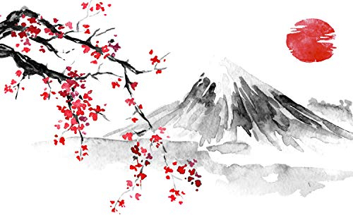 wandmotiv24 Fototapete Japanischer Stil Landschaftszeichnung, XL 350 x 245 cm - 7 Teile, Wanddeko, Wandbild, Wandtapete, Japan Kunst M5928
