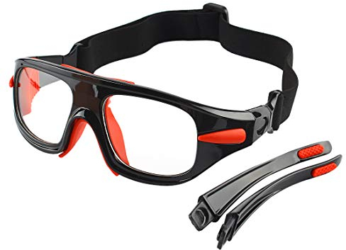 Andux Schutzbrille für Basketballbrillen mit austauschbaren Bügeln LQYJ-03 (Schwarz)