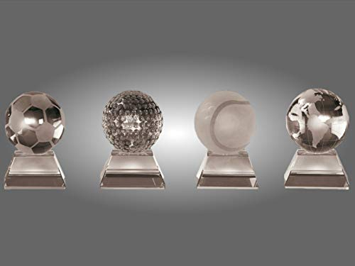 Henecka -Kristall- Siegerpreis wählbar für -Fußball-Golf-Tennis-Weltenbummler- Kristallglas Pokal, Ehrungen aus Glas klar mit Wunschgravur (Kristall Weltkugel)