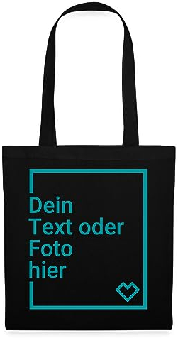 Spreadshirt Personalisierbarer Beutel Selbst Gestalten mit Foto und Text Wunschmotiv Stoffbeutel, One size, Schwarz