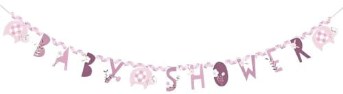 Unique 78378 Buchstaben-Banner mit Elefantenmotiv, Rosa, 1 Stück