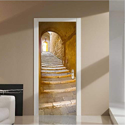 TIWZHHQ Türtapete selbstklebend 3D 100x200cm Treppe Türposter - Abnehmbar Fototapete Türfolie Poster Tapete Türaufkleber für Tür, Wohnzimmer, Schlafzimmer, Küche und Bad