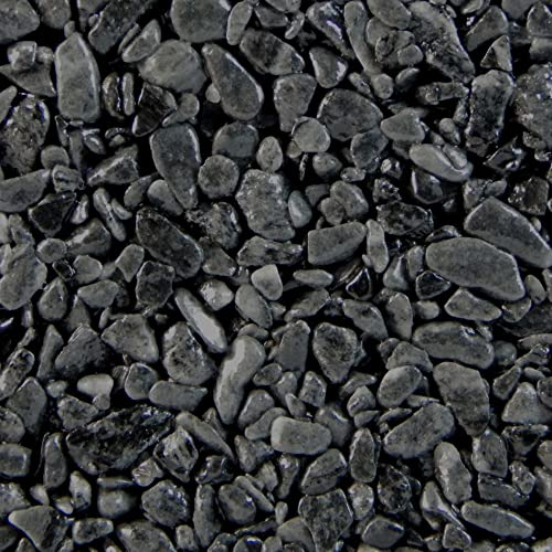 Terralith Steinteppich Marmor Komplett-Set für 1qm - Körnung: fein - 2-4mm mit Polyurethan Bindemittel - für Außen in schwarz (argento)