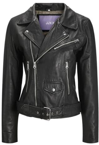 JJXX Jxcalvin Leather Biker Jkt Noos Giacchetta di Pelle, Nero, M Donna