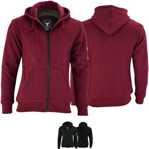 BULLDT Damen Motorrad Hoodie mit Protektoren 100% Aramid Schutz Schutzjacke Hood Motorradjacke Textil Weinrot - 48