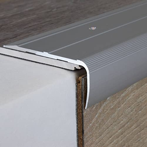 PROVISTON | Treppenprofil | 28.5 x 75 x 1000 mm | silberfarbend | Aluminium | hochwertige Metallprofile | Treppenkante | zum Schrauben | qualitatives Winkelprofil | robust | langlebig