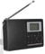 cigemay Portable Radio, Mini FM/AM/SW/MW/LW/TV Receiver Digital Radio, with Digital Clock Earphone, FM stereo, Operation flexible, Support Frame Equipped, with Headphone and Lanyard (Black)