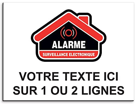 Plaque de signalisation Alarme maison noir en aluminium personnalisable 20x15 cm