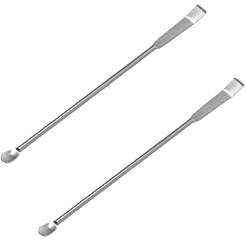 2 X Micro Lab Sampling Reagent Spoon, 125MM 304 Stainless Steel 2 in 1 Double Head Laboratory Mixing Spatula