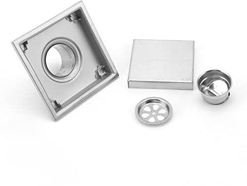 FAMKIT Duschablauf Edelstahl Duschablauf mit abnehmbaren Fliesen Home Hotel Badezimmer Zubehör 11x11cm