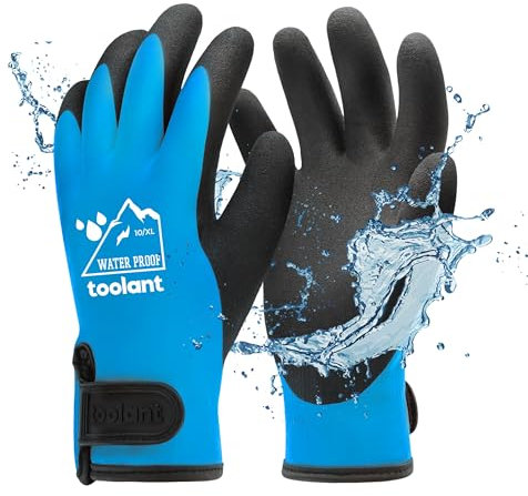 toolant 100% Waaserdichte Arbeitshandschuhe für Herren und Damen, Arbeitshandschuhe Winter für kaltes Wetter, Touchscreen, Warme Thermohandschuhe, Blau, XL