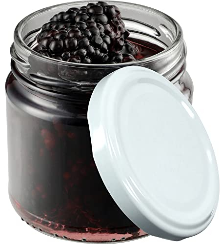 KADAX Bocaux hermétiques en verre de 200 ml, petits plateaux avec couvercle à vis pour fruits en conserve, confitures et miel (lot de 10, blanc)