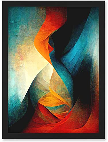 Doppelganger33 LTD Abstract Modern Acrylic Painting Organic Red Blue Orange Artwork Framed Wall Art Print A4