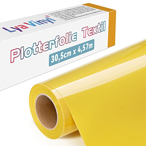 Lya Vinyl Plotterfolie Textil, 30,5 × 457,5cm Gold Flexfolie Plotter Textil für Cricut und Silhouette Cameo, Textilfolie Plotter für DIY Stoff und Shirt