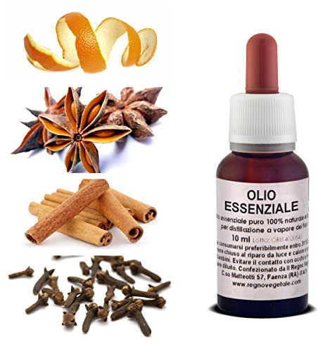 Miscela CALDA Con Oli Essenziali Arancio Dolce Cannella Anice Garofano Chiodi Naturale Grado alimentare (100 ml)